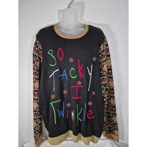Jolly Sweaters "So Tacky I Twinkle" Ugly Christmas Sweater Lights Up Sz XXL